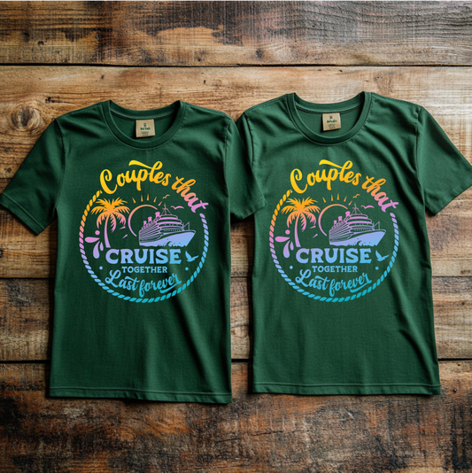 “Couples that cruise together” design 2 Custom Cruise T-shirt design
