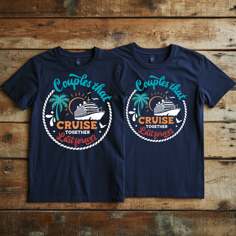 “Couples that cruise together” Custom Cruise T-shirt design