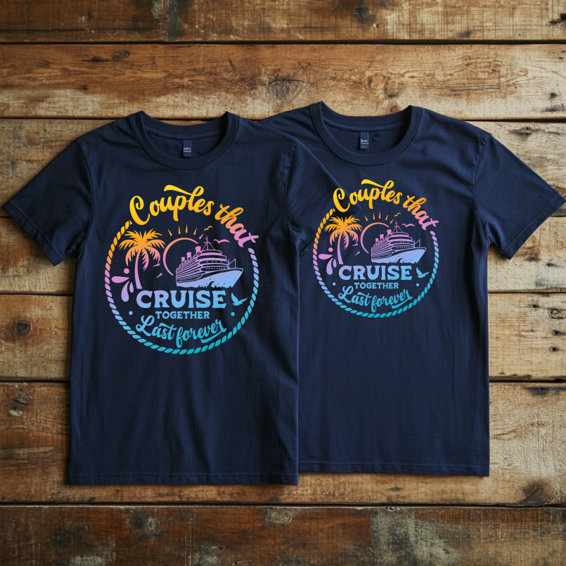 “Couples that cruise together” design 2 Custom Cruise T-shirt design