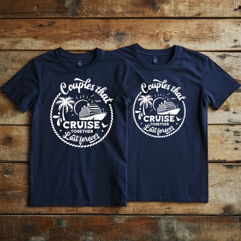 “Couples that cruise together” design 3 Custom Cruise T-shirt design