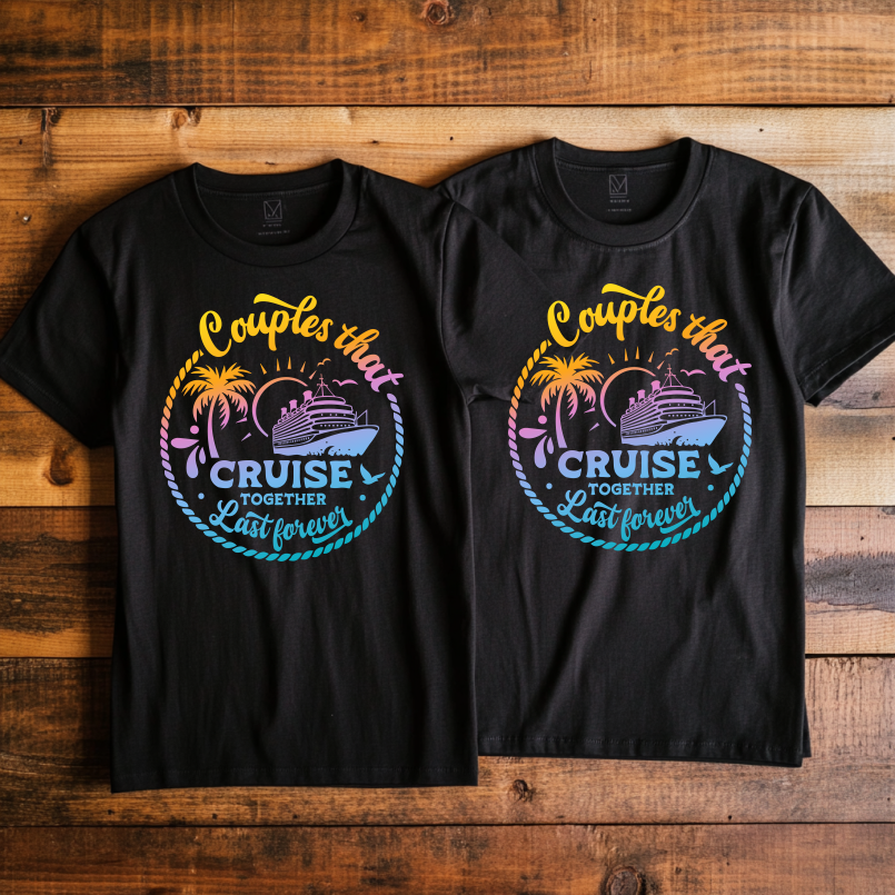 “Couples that cruise together” design 2 Custom Cruise T-shirt design