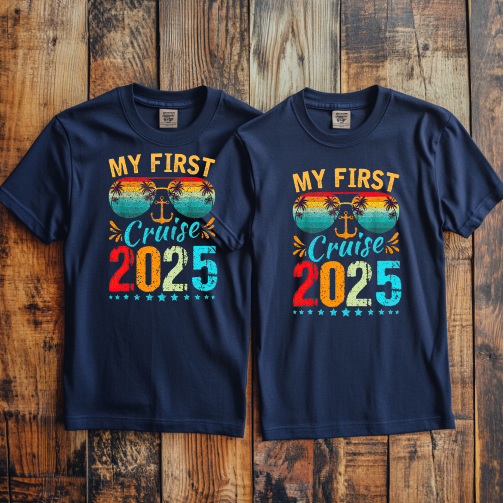 (My First Cruise) Cruise Crew Custom T-Shirt – Personalized Vacation Tee for Family & Group Trips