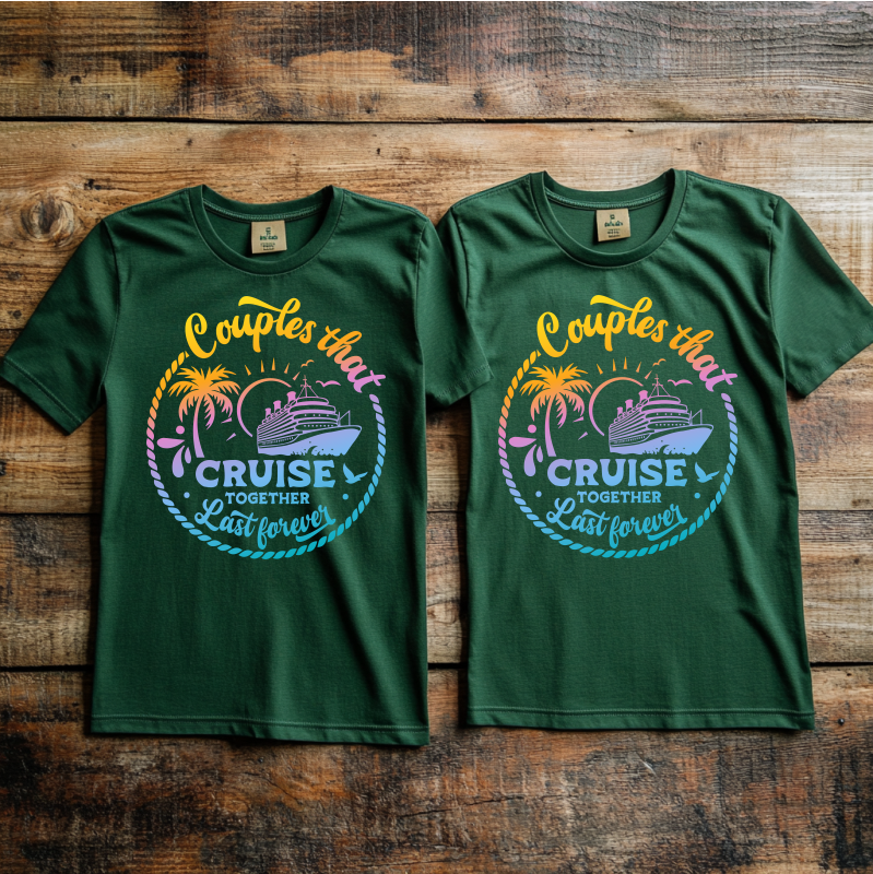 “Couples that cruise together” design 2 Custom Cruise T-shirt design